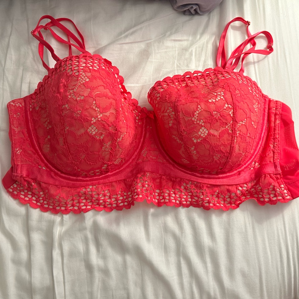 Lane Bryant Cacique Hot Pink Lace Bra